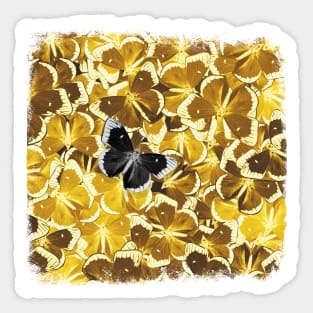 Dare to be Different - Black Butterfly on Golden Yellow Butterflies Sticker